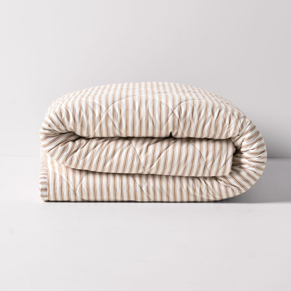 Bronze Ticking Stripe  Cotton Coverlet