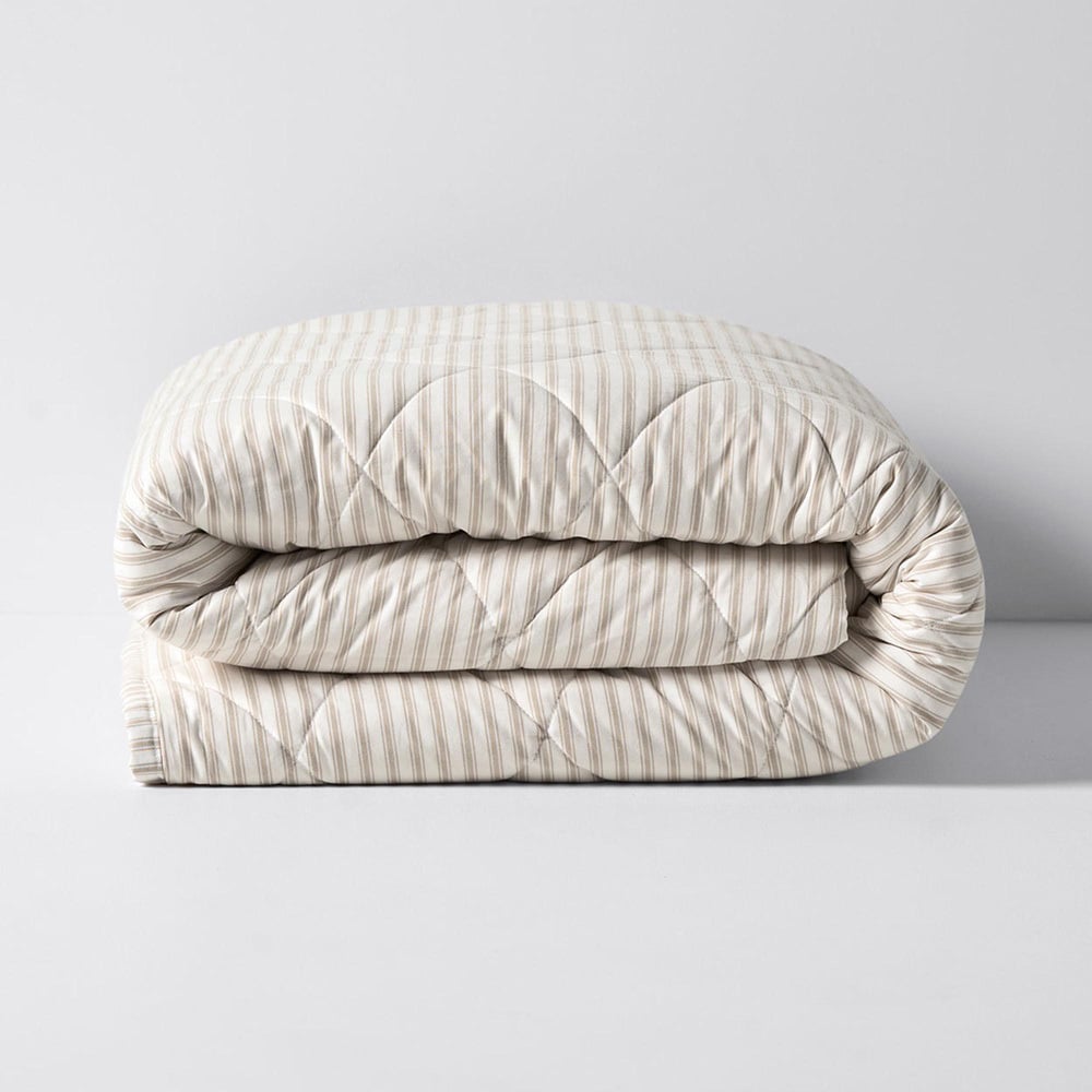 Natural Ticking Stripe  Cotton Coverlet