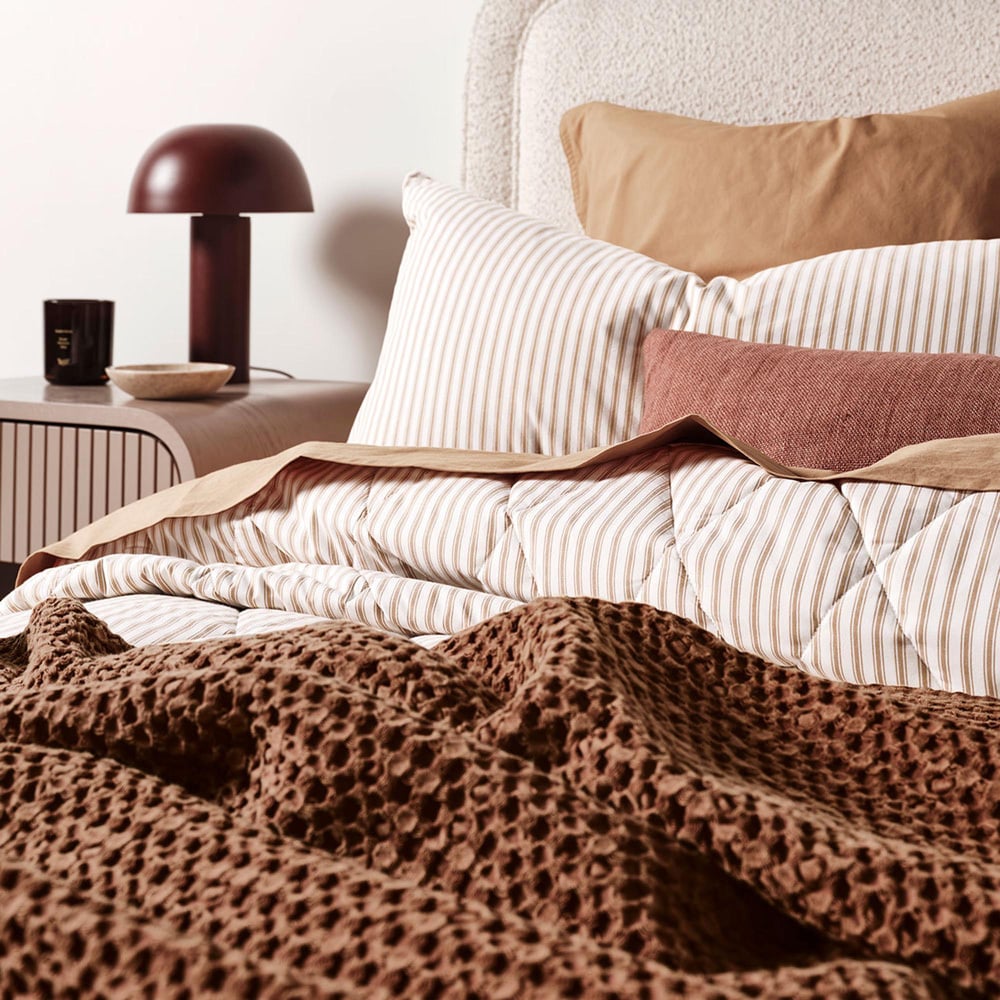 Bronze Ticking Stripe  Cotton Coverlet