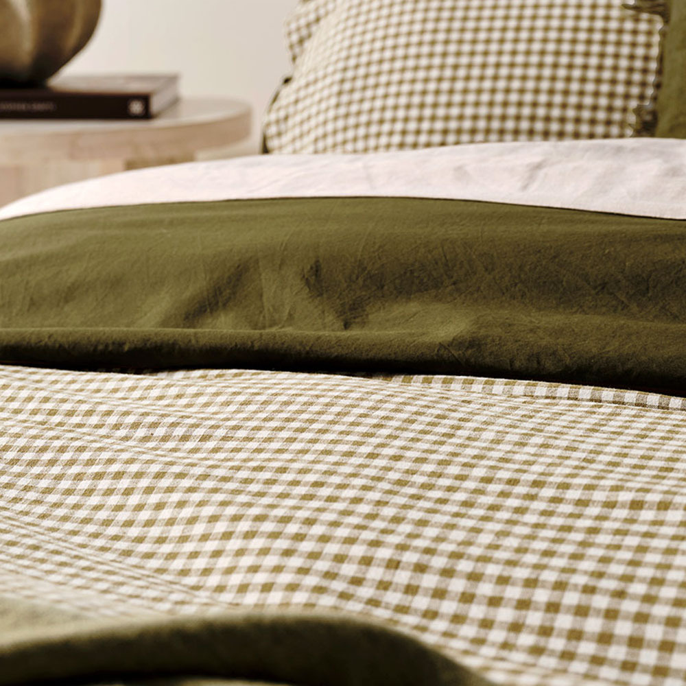 Mini Gingham European Flax Linen & Cotton Quilt Cover
