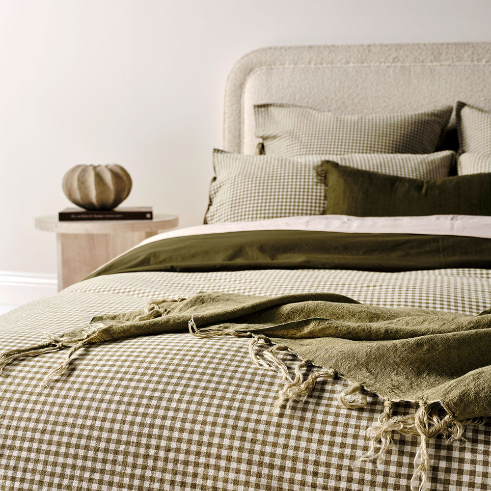Mini Gingham European Flax Linen & Cotton Quilt Cover