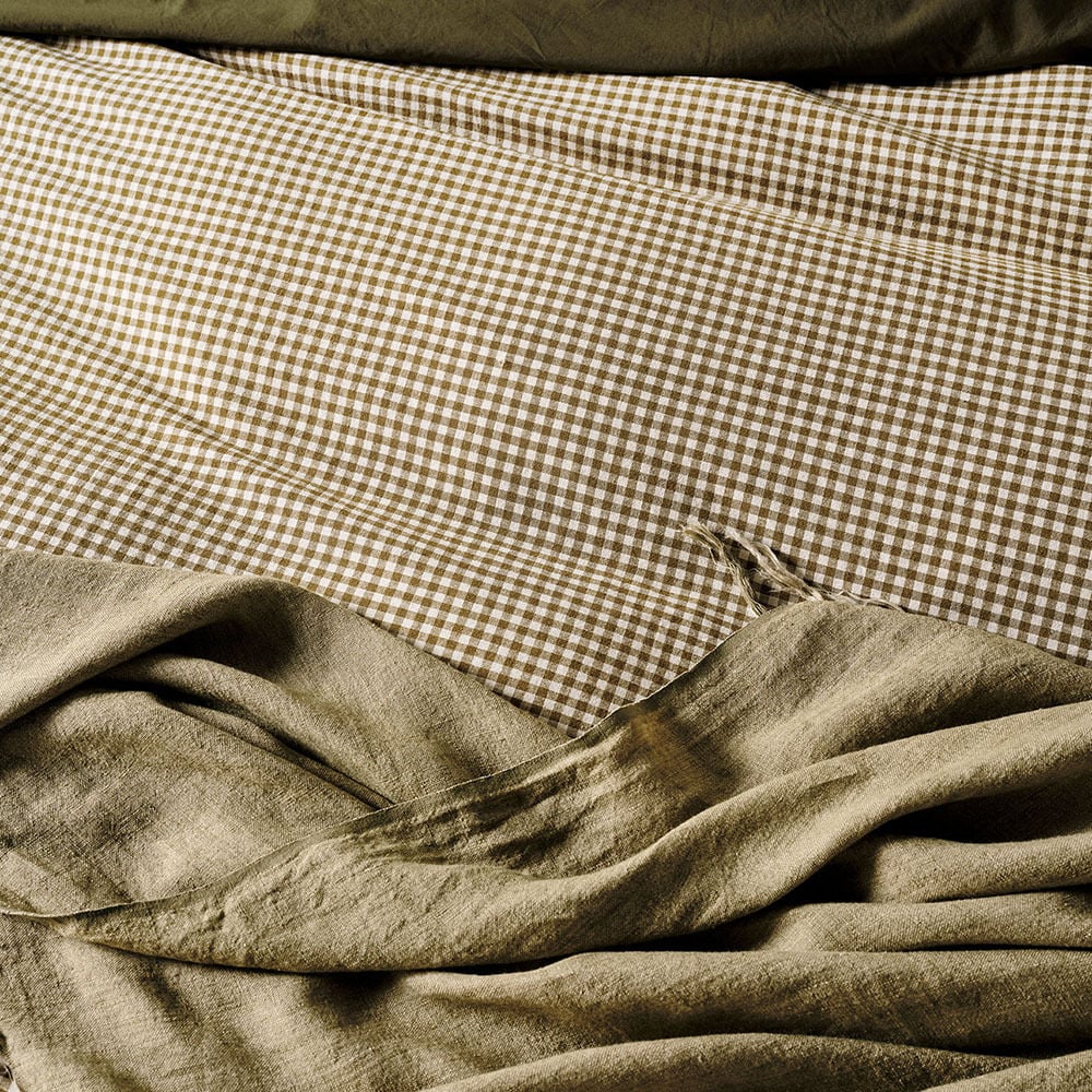 Mini Gingham European Flax Linen & Cotton Quilt Cover