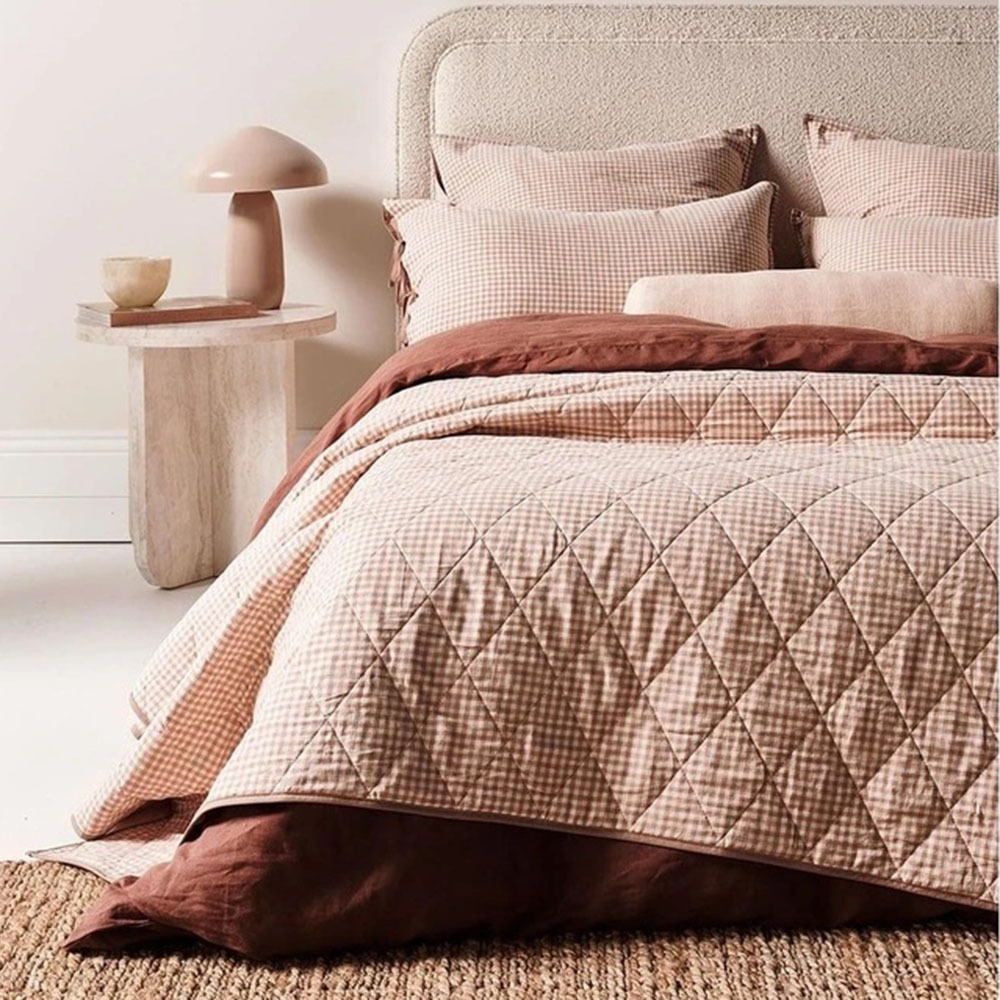 Mini Gingham European Flax Linen & Cotton Coverlet