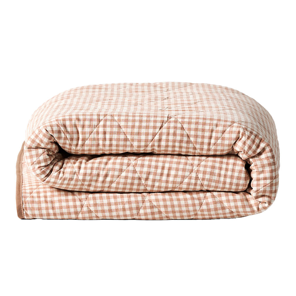 Mini Gingham European Flax Linen & Cotton Coverlet