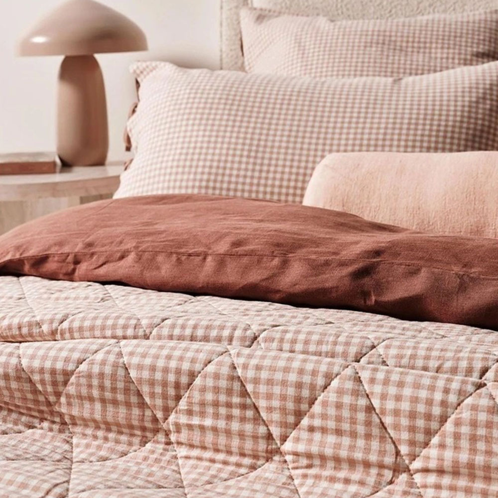 Mini Gingham European Flax Linen & Cotton Coverlet