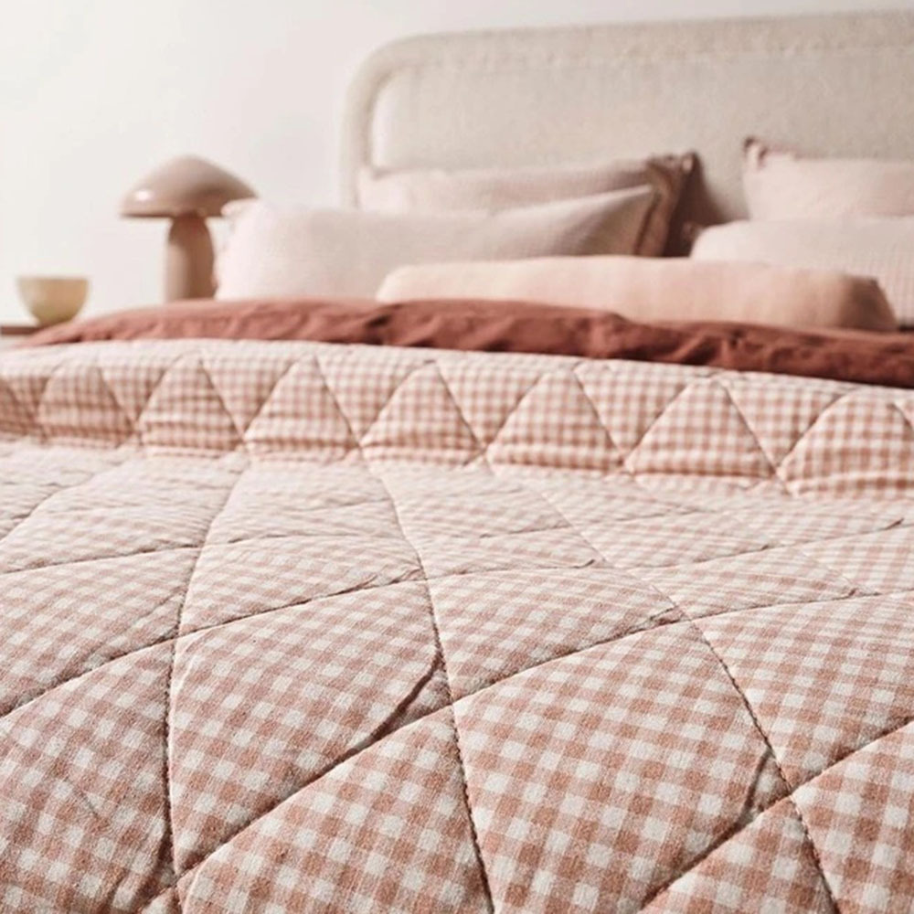 Mini Gingham European Flax Linen & Cotton Coverlet