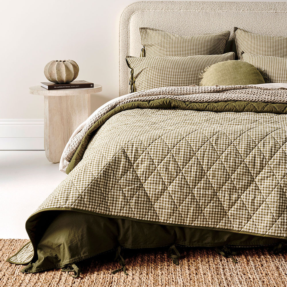 Mini Gingham European Flax Linen & Cotton Coverlet