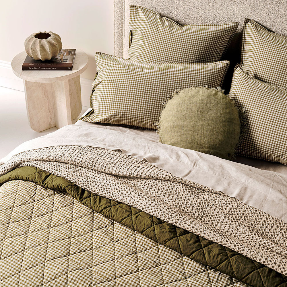 Mini Gingham European Flax Linen & Cotton Coverlet