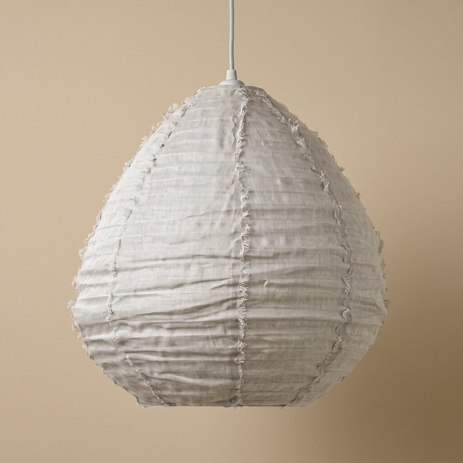 Cloud Pear Fringed Linen Pendant Shade