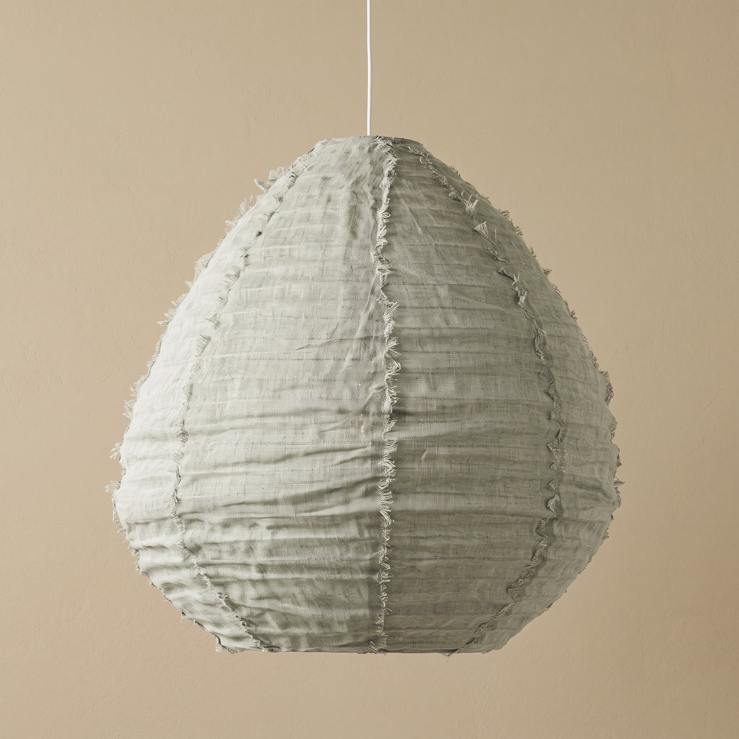 Cloud Pear Fringed Linen Pendant Shade
