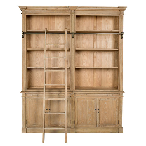Library 2 Tier Oak Bookcase With Ladder Temple & ster
