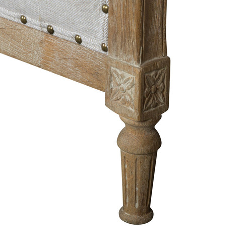 Huntington Lane French Linen Upholstered Oak Bed Head