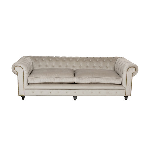 Chesterfield Kensington Grey Velvet Sofa Temple & ster