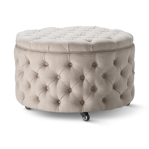 Large Taupe Emma Storage Ottoman