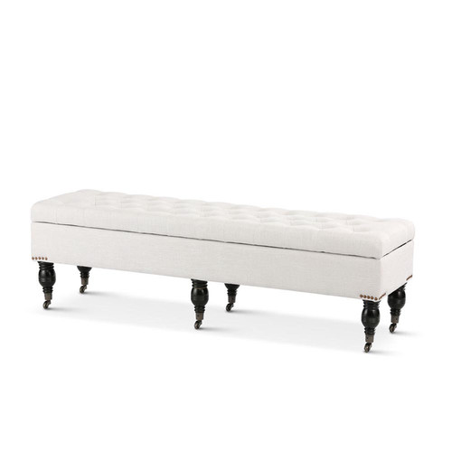 Hyde Park Home Large Off White Ruby Storage Dressing Bench