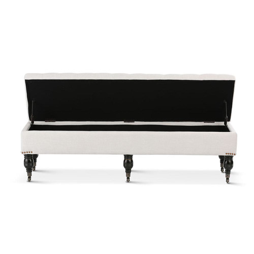 Hyde Park Home Large Off White Ruby Storage Dressing Bench