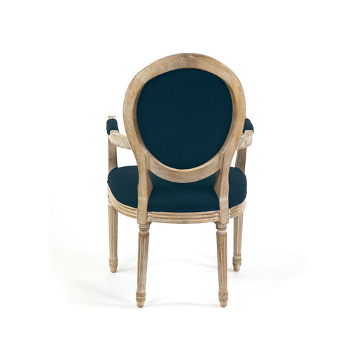 Midnight Blue French Provincial Round Dining Arm Chairs Temple & ster