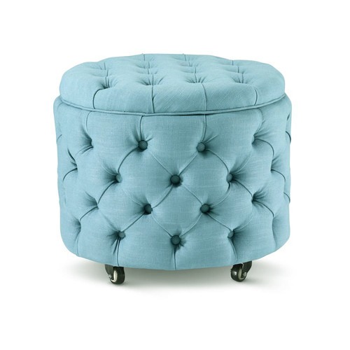 Small Teal Emma Storage Ottoman