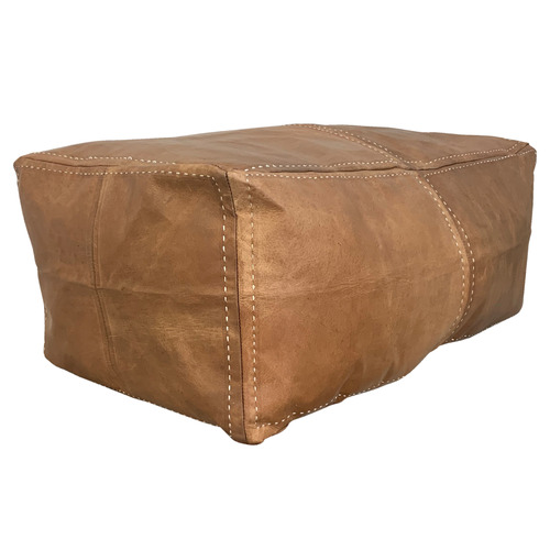 Hyde Park Home Moroccan Leather, Brown Leather Rectangular Ottoman