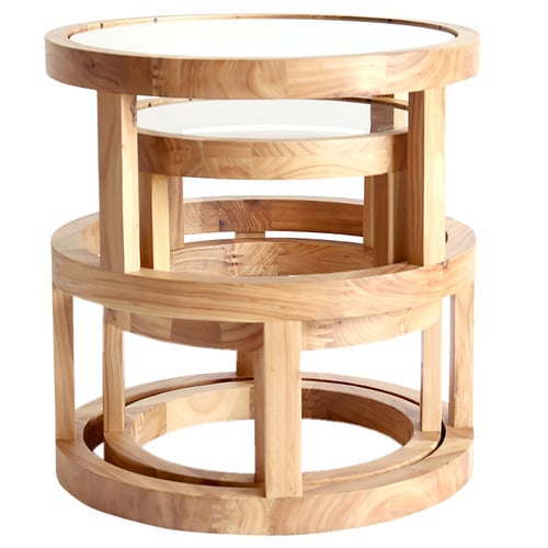 2 Piece Lena Glass-Top Nesting Side Table Set