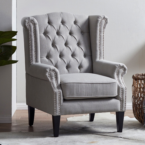 Hyde Park Home Grey Duke Wingback Armchair Temple Webster