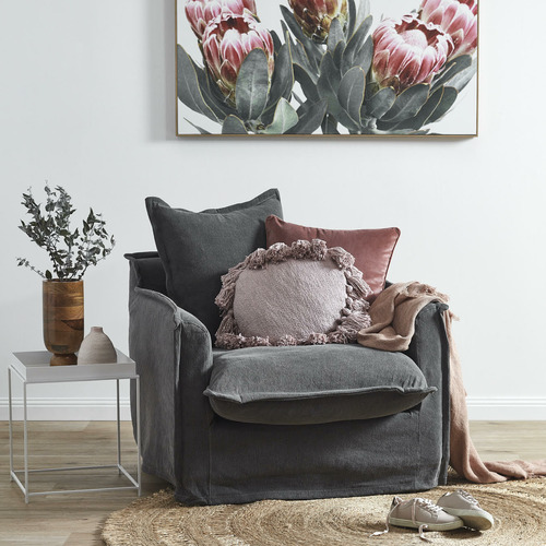 Slate Cumulus Slipcover Armchair