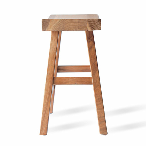 Hyde Park Home 45cm Russell Oak Wood Low Stool | Temple & Webster