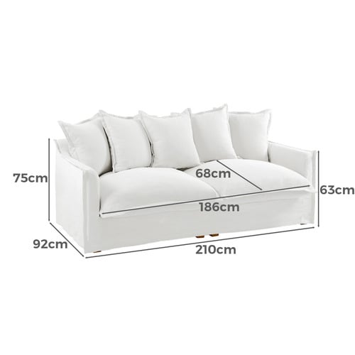 Cumulus Premium 3 Seater Cotton Slipcover Sofa