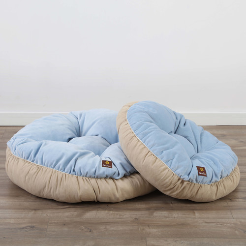 CharliesPetProduct Charlie's Light Blue & Cream Round Dog Bed & Reviews