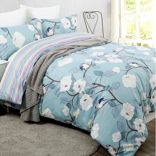 Dreamaker Birdie Printed Egyptian Cotton Quilt Cover Set & Reviews