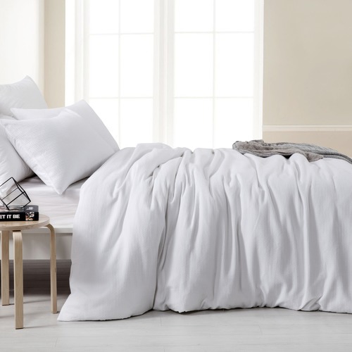 Dreamaker White Cotton Waffle Quilt Cover Set Reviews Temple