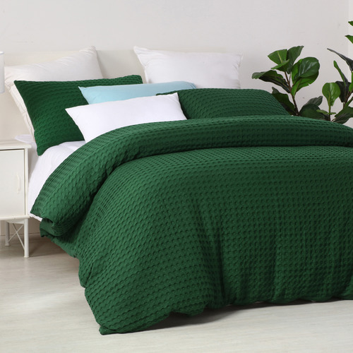 Dreamaker Eden Cotton Waffle Quilt Cover Set Temple & ster