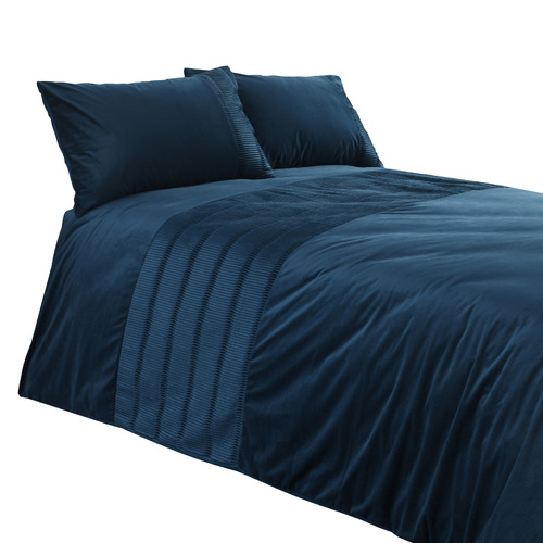Dreamaker Blue Ripple Velvet Quilt Cover Set Temple & ster