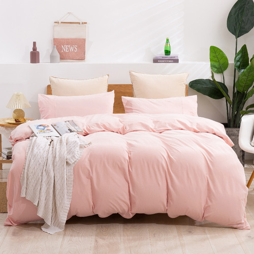 Pink Cotton Jersey Quilt Cover Set, Pink Jersey Duvet Cover