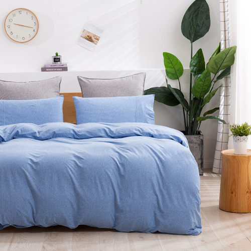 Dreamaker Sky Blue Cotton Jersey Quilt Cover Set Temple & ster