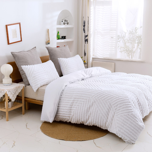 Dreamaker White Evie 300TC Cotton Quilt Cover Set Temple & ster