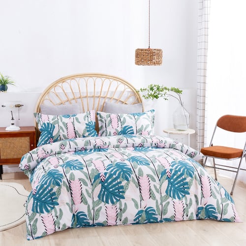 Natural Printed Cotton & Twill Quilt Cover Set