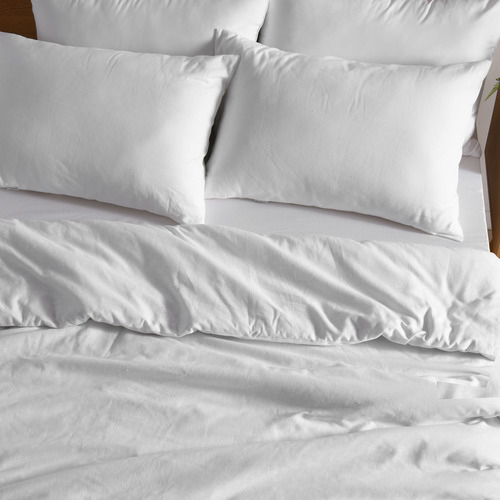 Dreamaker White Linen & Cotton Quilt Cover Set | Temple & Webster