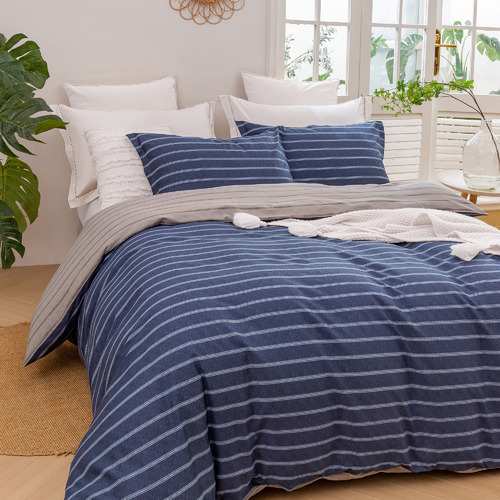 Dreamaker Amalfi Stripe Cotton Quilt Cover Set | Temple & Webster