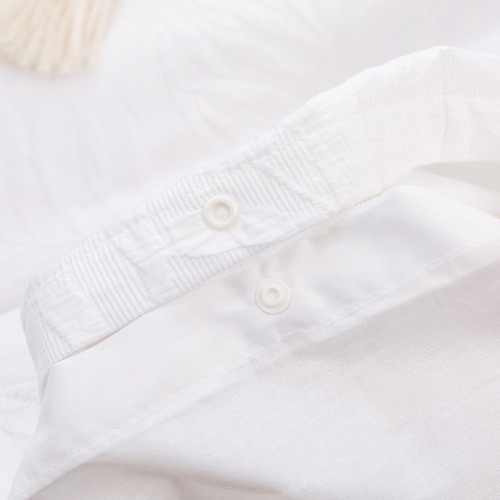 White Leafy Jacquard Cotton Quilt Cover Set
