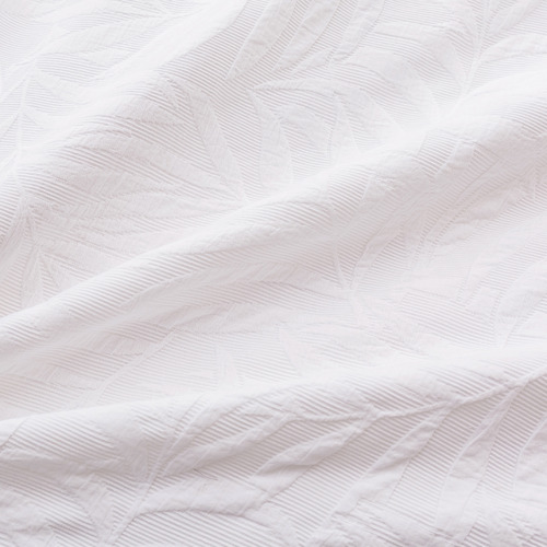 White Leafy Jacquard Cotton Quilt Cover Set