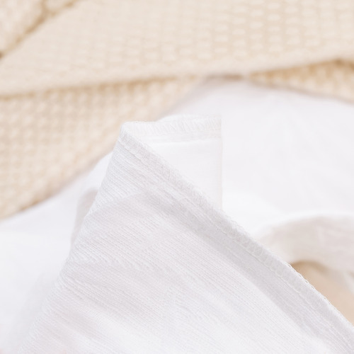 White Leafy Jacquard Cotton Quilt Cover Set