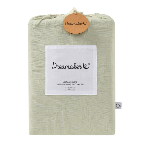 Sage Leafy Jacquard Cotton Quilt Cover Set