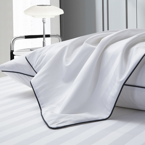 Dreamaker White Stripe Jacquard Cotton Quilt Cover Set Temple & ster