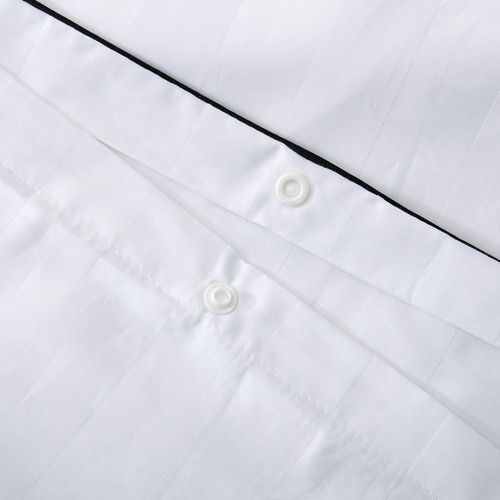 White Stripe Jacquard Cotton Quilt Cover Set | Temple & Webster