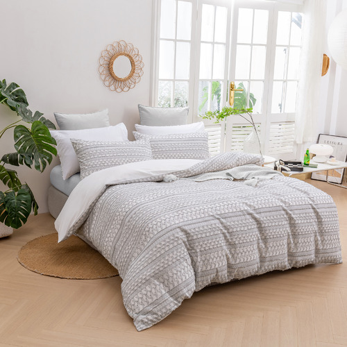 Grey Indiana Eyelash Jacquard Quilt Cover Set