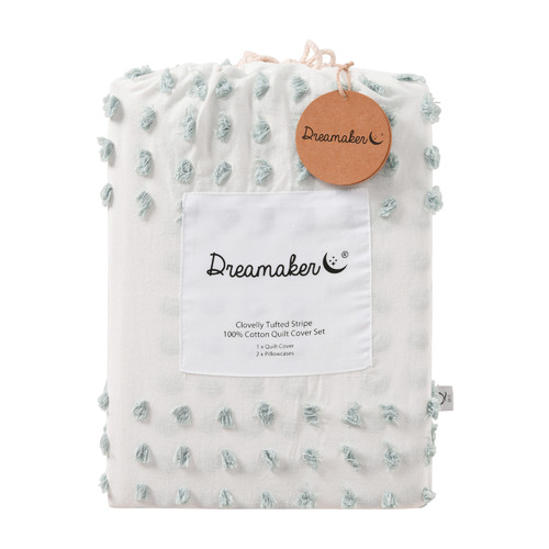 Seafoam Clovelly Tufted Stripe Quilt Cover Set