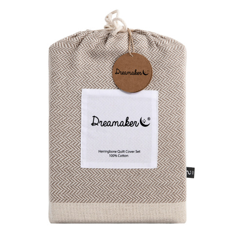 Natural Herringbone Cotton Quilt Cover Set