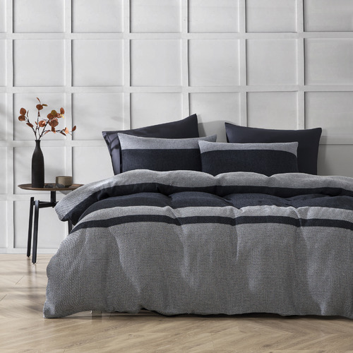 Charcoal Herringbone Cotton Quilt Cover Set