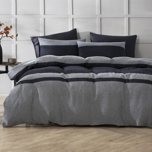 Charcoal Herringbone Cotton Quilt Cover Set